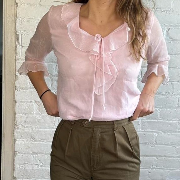 Vintage Y2K Pink Flowy Blouse - Picture 6 of 6